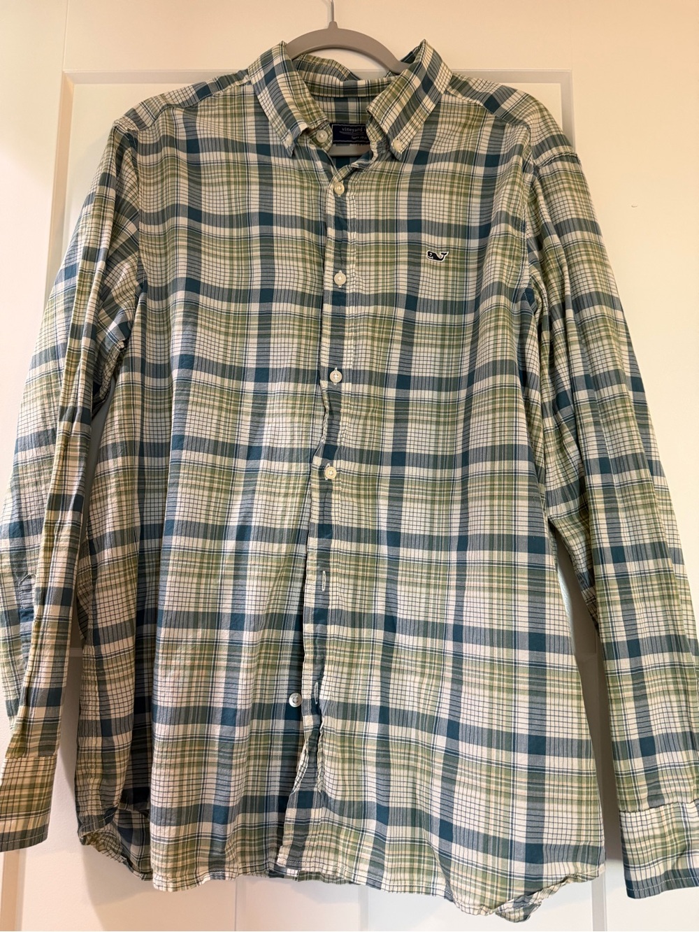 Vineyard Vines Blue and Green Plaid Button-Down Shirt